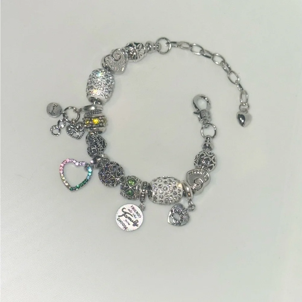Elegant Silver Family Charm Bracelet